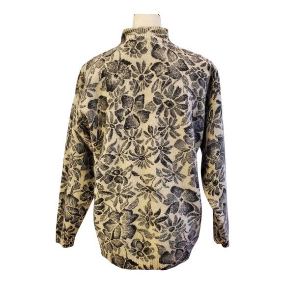 JONES NEW YORK SZ M Lambswool Angora blend Beige Black Warm Mock Neck Sweater - Picture 5 of 7